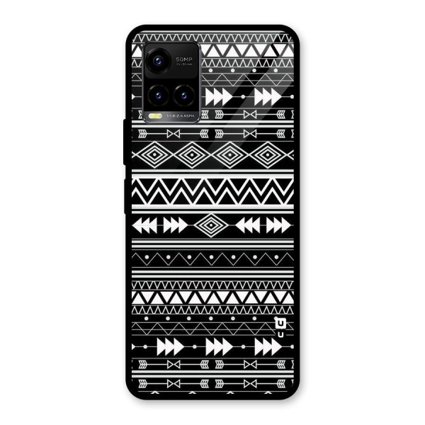 Black Aztec Creativity Glass Back Case for Vivo Y21 2021