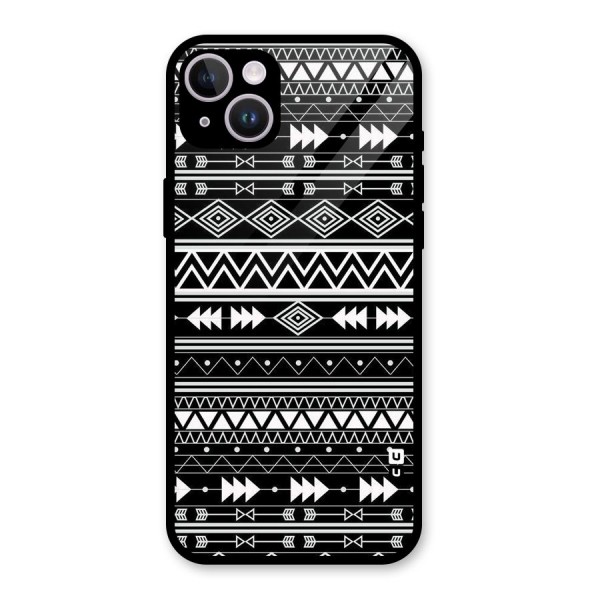 Black Aztec Creativity Glass Back Case for iPhone 14 Plus