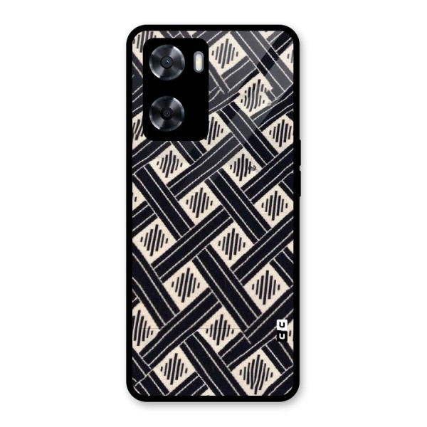 Black Beige Criscros Glass Back Case for Oppo A57 2022