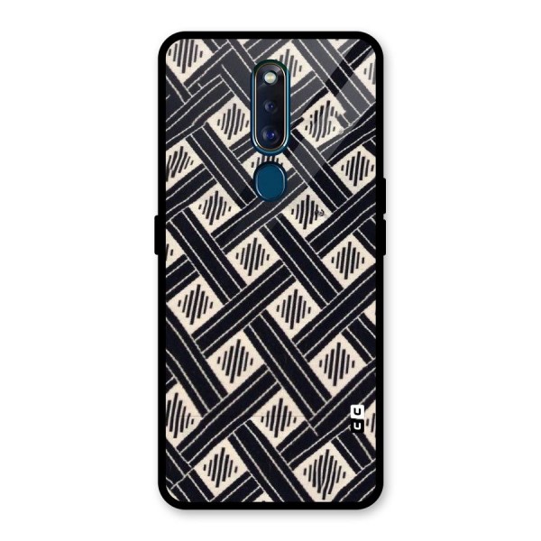 Black Beige Criscros Glass Back Case for Oppo F11 Pro