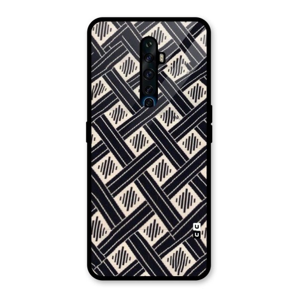 Black Beige Criscros Glass Back Case for Oppo Reno2 Z