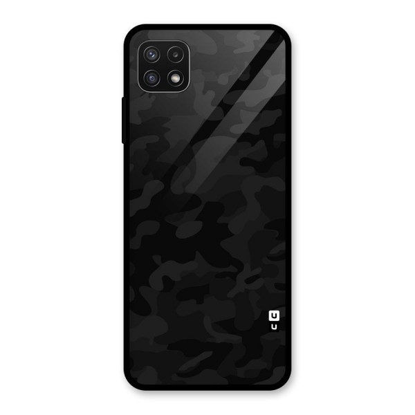 Black Camouflage Glass Back Case for Galaxy A22 5G