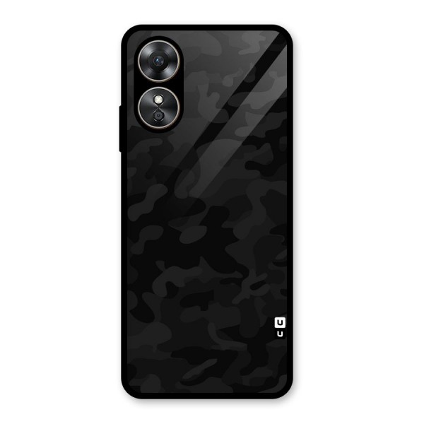 Black Camouflage Glass Back Case for Oppo A17