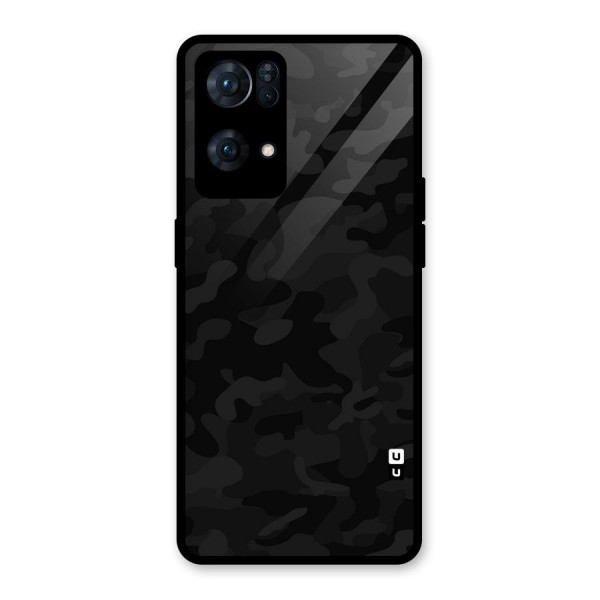 Black Camouflage Glass Back Case for Oppo Reno7 Pro 5G