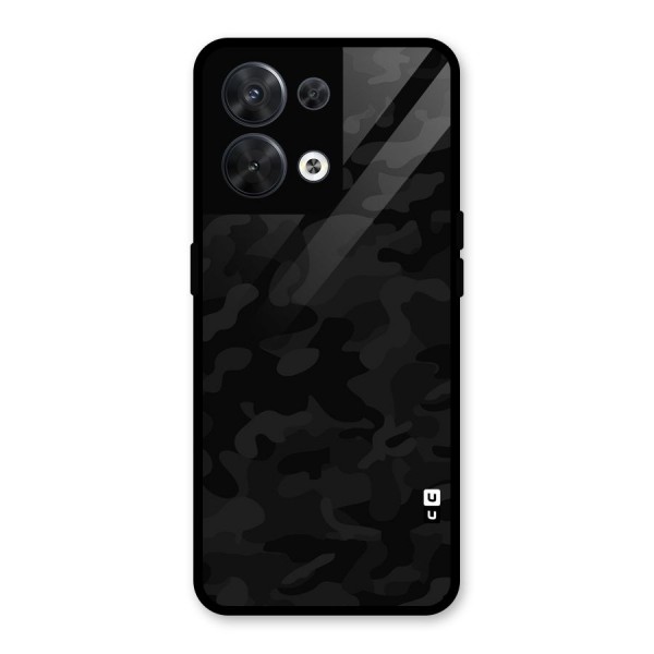 Black Camouflage Glass Back Case for Oppo Reno8 5G