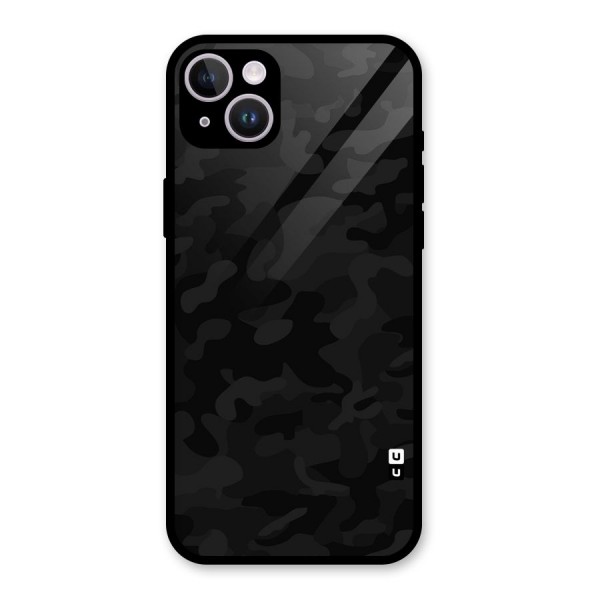 Black Camouflage Glass Back Case for iPhone 14 Plus