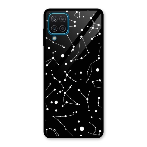 Black Constellation Pattern Glass Back Case for Galaxy A12