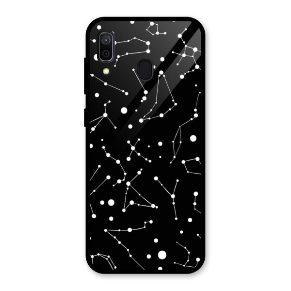 Black Constellation Pattern Glass Back Case for Galaxy A30