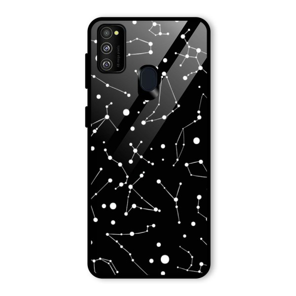 Black Constellation Pattern Glass Back Case for Galaxy M21