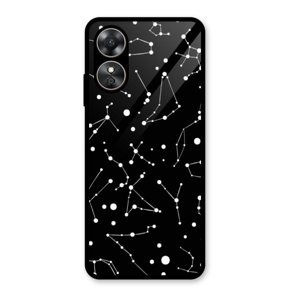 Black Constellation Pattern Glass Back Case for Oppo A17