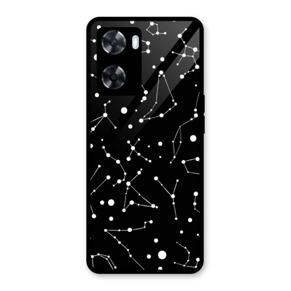 Black Constellation Pattern Glass Back Case for Oppo A77