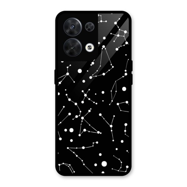 Black Constellation Pattern Glass Back Case for Oppo Reno8 5G