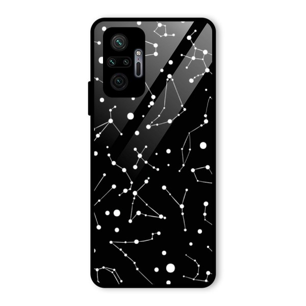 Black Constellation Pattern Glass Back Case for Redmi Note 10 Pro