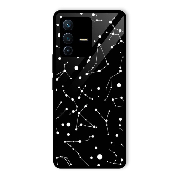 Black Constellation Pattern Glass Back Case for Vivo V23 Pro