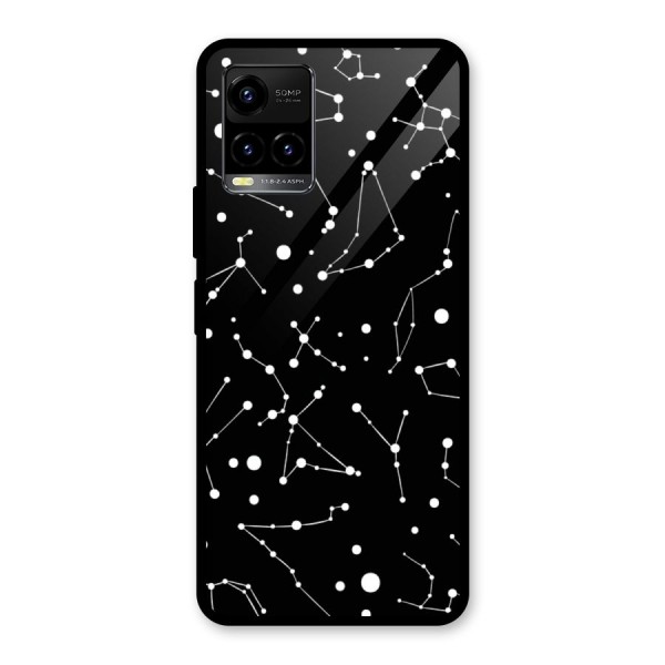 Black Constellation Pattern Glass Back Case for Vivo Y21 2021