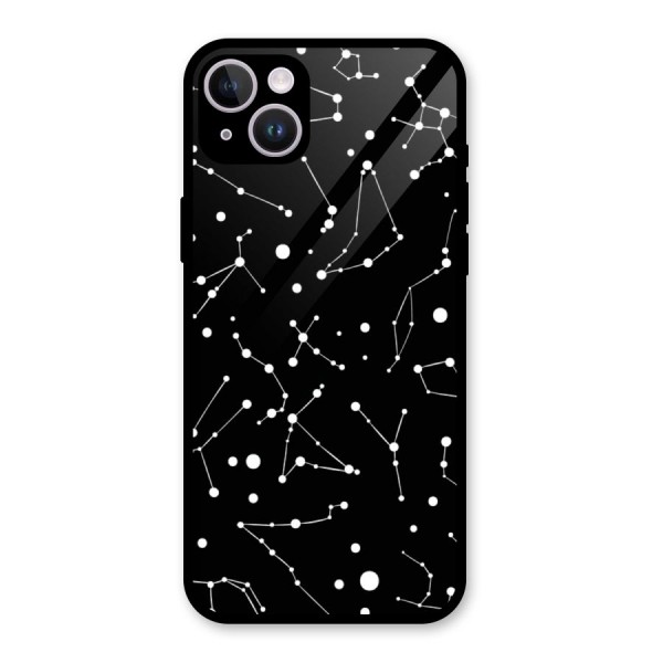 Black Constellation Pattern Glass Back Case for iPhone 14 Plus