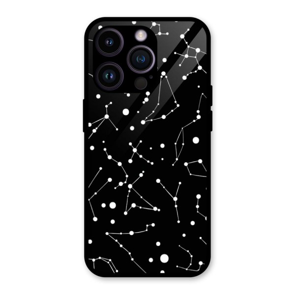 Black Constellation Pattern Glass Back Case for iPhone 14 Pro