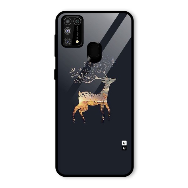 Black Deer Glass Back Case for Galaxy M31