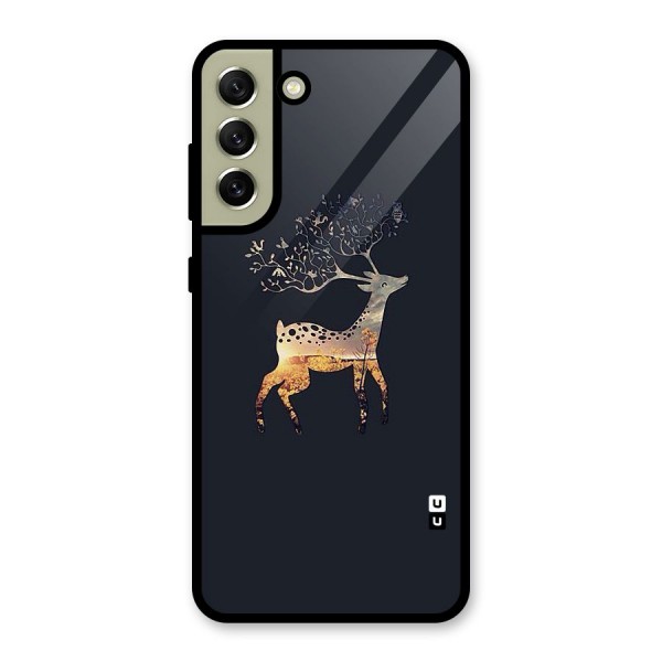 Black Deer Glass Back Case for Galaxy S21 FE 5G