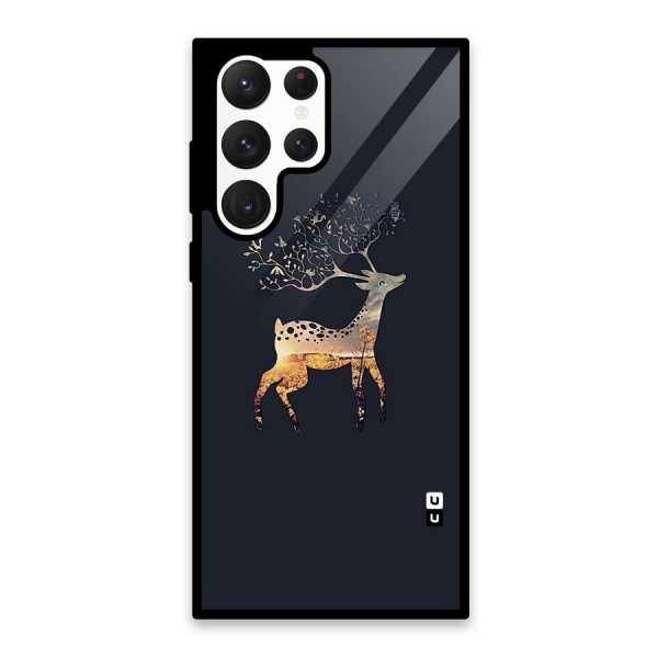 Black Deer Glass Back Case for Galaxy S22 Ultra 5G
