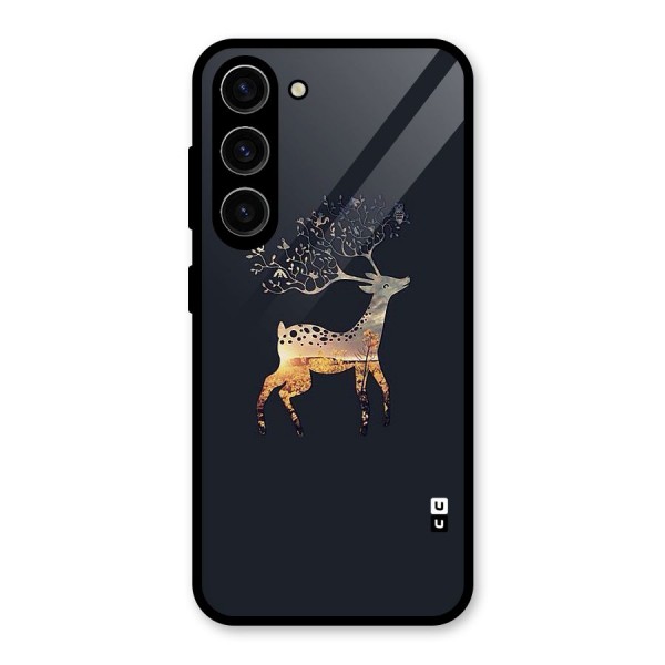 Black Deer Glass Back Case for Galaxy S23