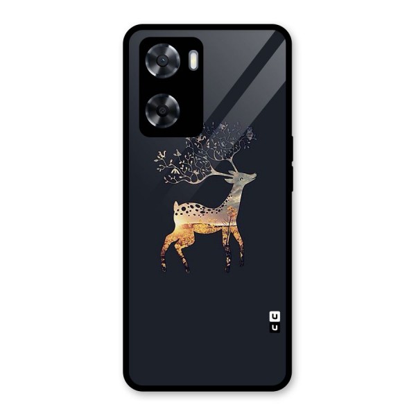 Black Deer Glass Back Case for Oppo A57 2022