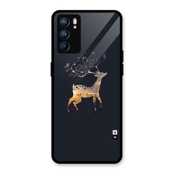 Black Deer Glass Back Case for Oppo Reno6 5G