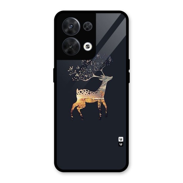 Black Deer Glass Back Case for Oppo Reno8 5G