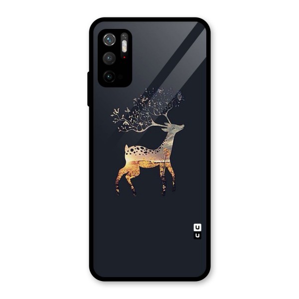 Black Deer Glass Back Case for Poco M3 Pro 5G