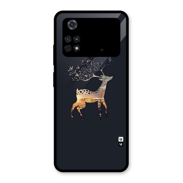 Black Deer Glass Back Case for Poco M4 Pro 4G