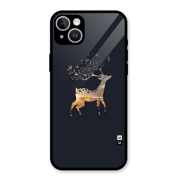 Black Deer Glass Back Case for iPhone 14 Plus