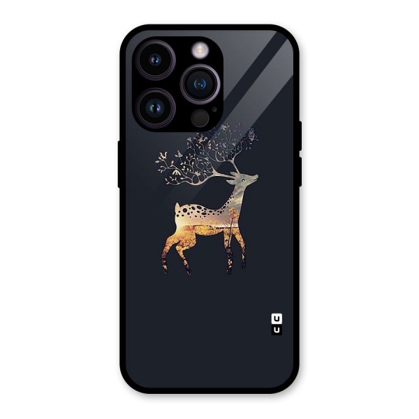 Black Deer Glass Back Case for iPhone 14 Pro