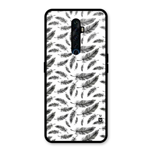 Black Feather Glass Back Case for Oppo Reno2 Z