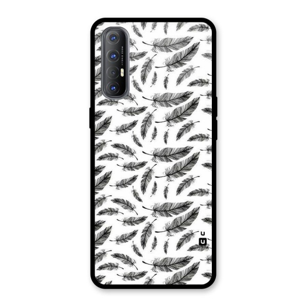 Black Feather Glass Back Case for Oppo Reno3 Pro