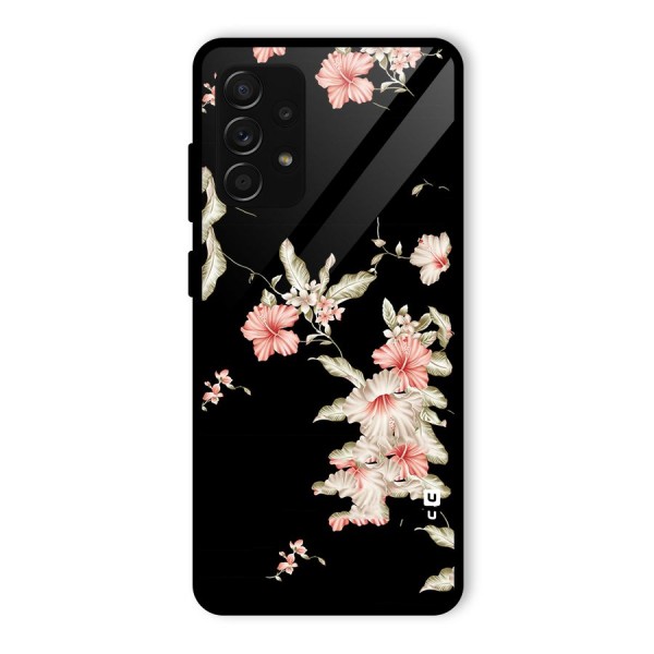 Black Floral Glass Back Case for Galaxy A53 5G