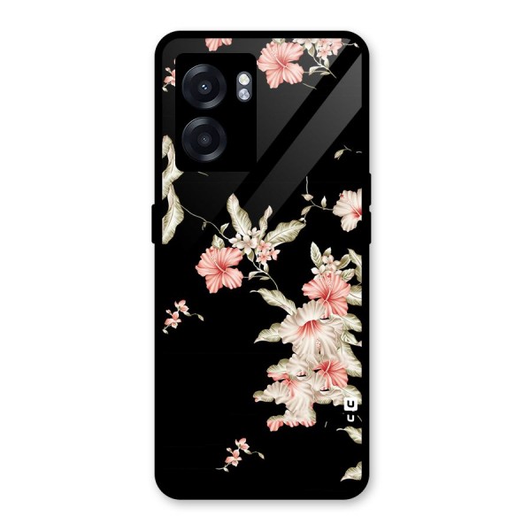 Black Floral Glass Back Case for Oppo K10 (5G)