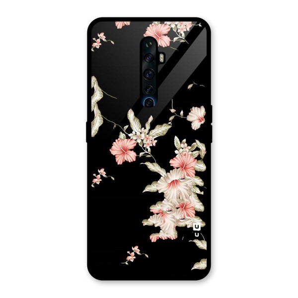 Black Floral Glass Back Case for Oppo Reno2 Z