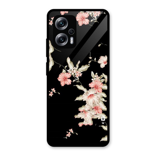 Black Floral Glass Back Case for Redmi K50i