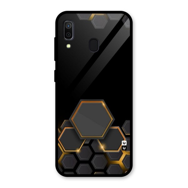 Black Gold Hexa Glass Back Case for Galaxy A30