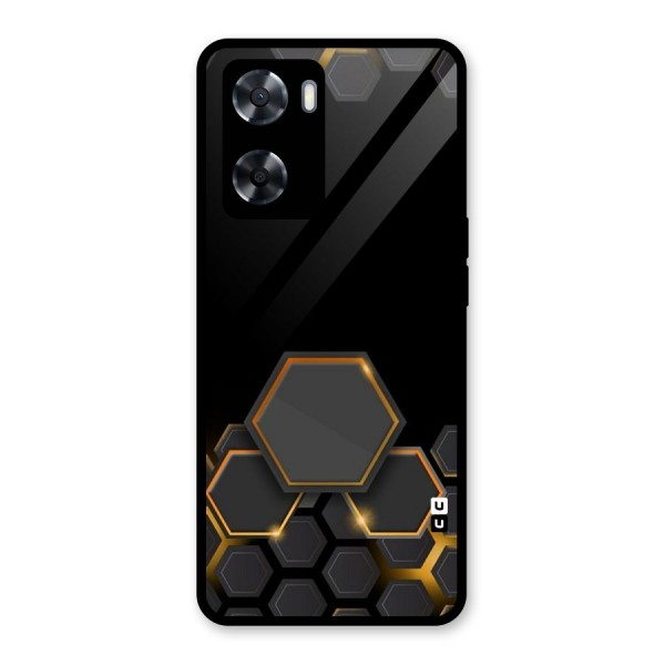 Black Gold Hexa Glass Back Case for Oppo A57 2022