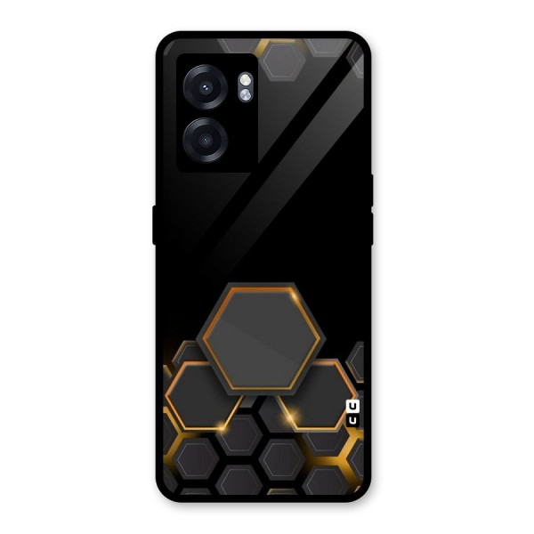 Black Gold Hexa Glass Back Case for Oppo K10 (5G)