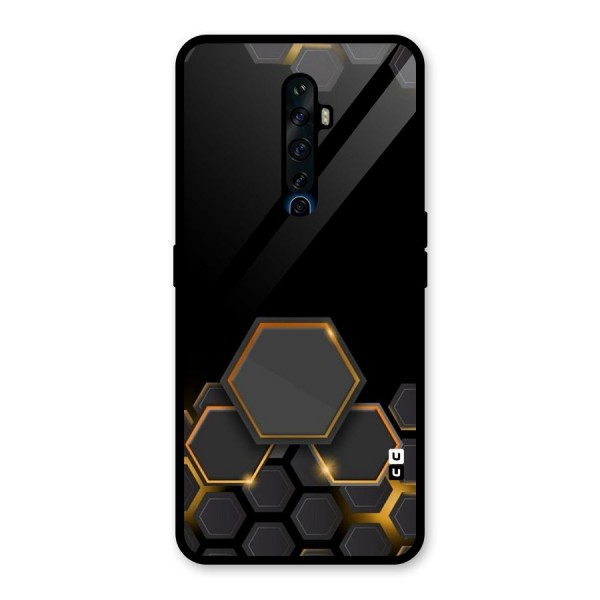 Black Gold Hexa Glass Back Case for Oppo Reno2 Z