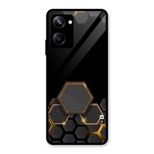 Black Gold Hexa Glass Back Case for Realme 10 Pro