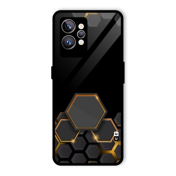 Black Gold Hexa Glass Back Case for Realme GT2 Pro