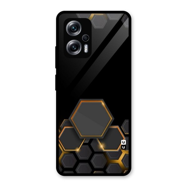 Black Gold Hexa Glass Back Case for Redmi K50i