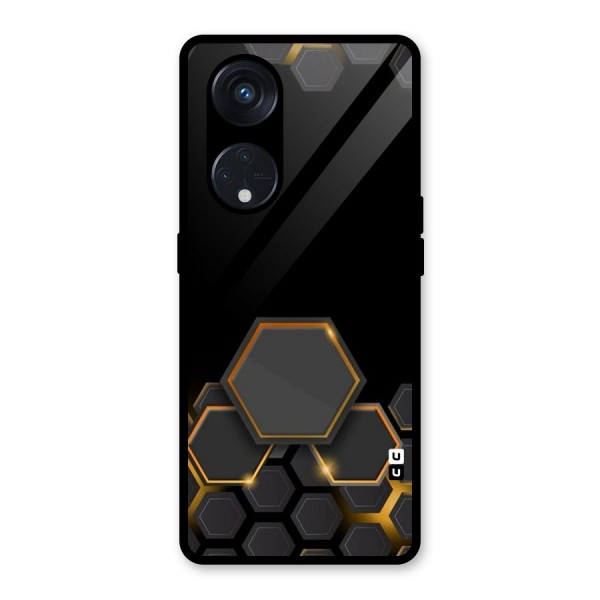 Black Gold Hexa Glass Back Case for Reno8 T 5G