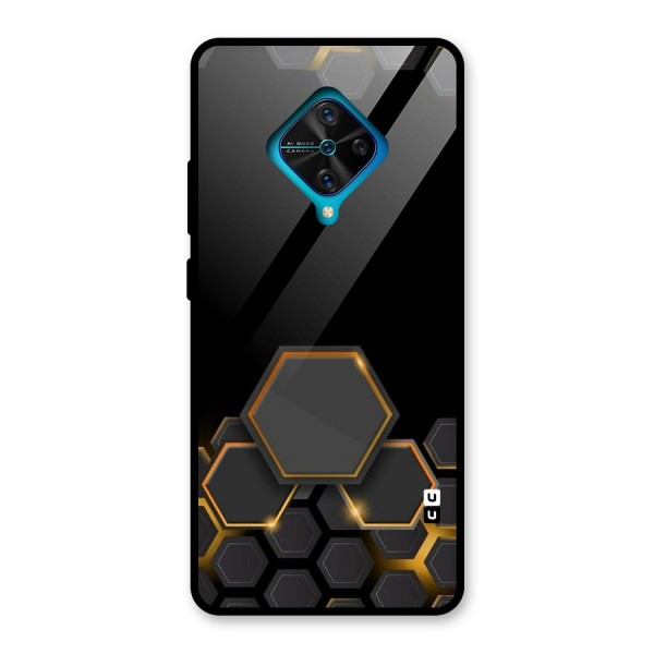 Black Gold Hexa Glass Back Case for Vivo S1 Pro