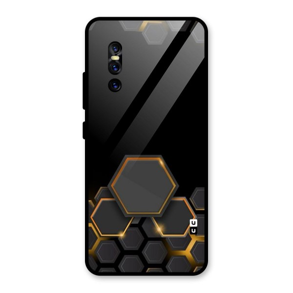 Black Gold Hexa Glass Back Case for Vivo V15 Pro