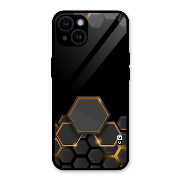 Black Gold Hexa Glass Back Case for iPhone 14