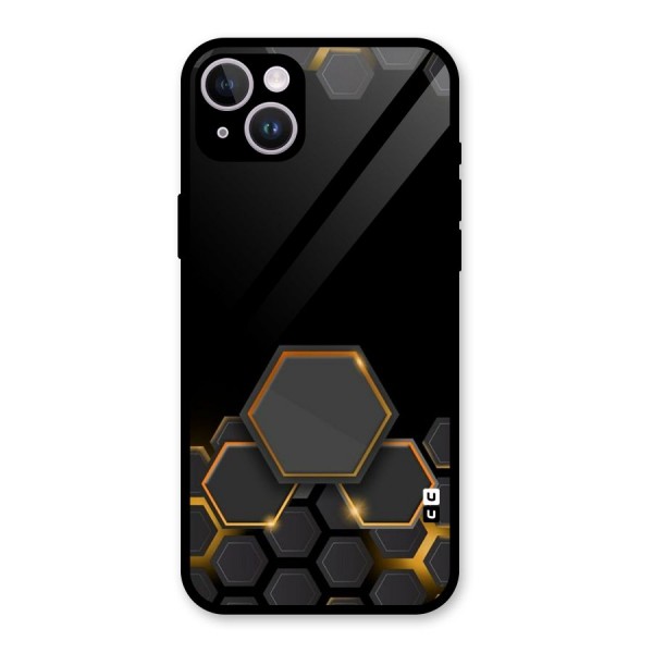 Black Gold Hexa Glass Back Case for iPhone 14 Plus